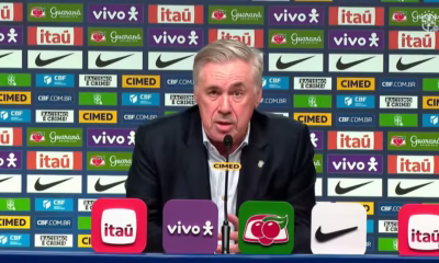 Carlo Ancelotti concede entrevista coletiva após convocação da Seleção — Foto: Reprodução