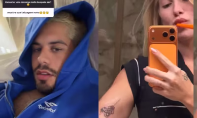Zé Felipe exibe nova tatuagem após Virginia mostrar novos desenhos — Foto: Reprodução/Instagram