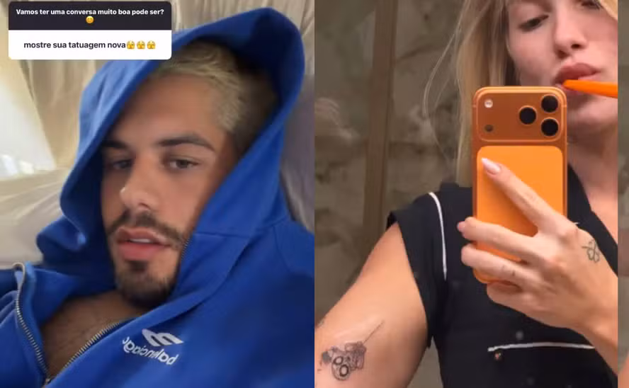Zé Felipe exibe nova tatuagem após Virginia mostrar novos desenhos — Foto: Reprodução/Instagram