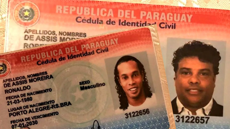 Fotos de documentos de identidade paraguaios com nomes de Ronaldinho e do irmão dele, Assis — Foto: Ministério Público Paraguai/ Reprodução
