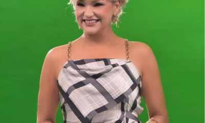 Andréa Nóbrega durante gravação de campanha publicitária. Foto: Divulgação.