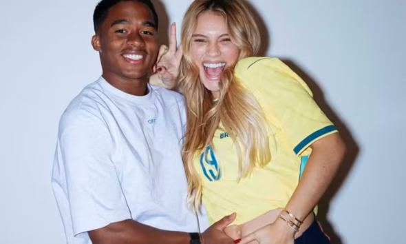 Endrick e a esposa Gabriely Miranda — Foto - reprodução: Instagram