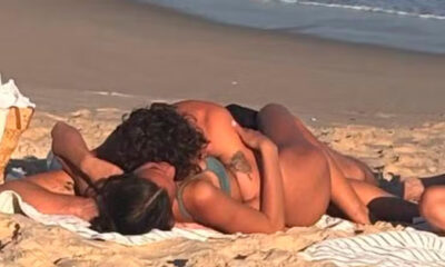 Bruna Marquezine e Shawn Mendes na praia — Foto: Reprodução/X