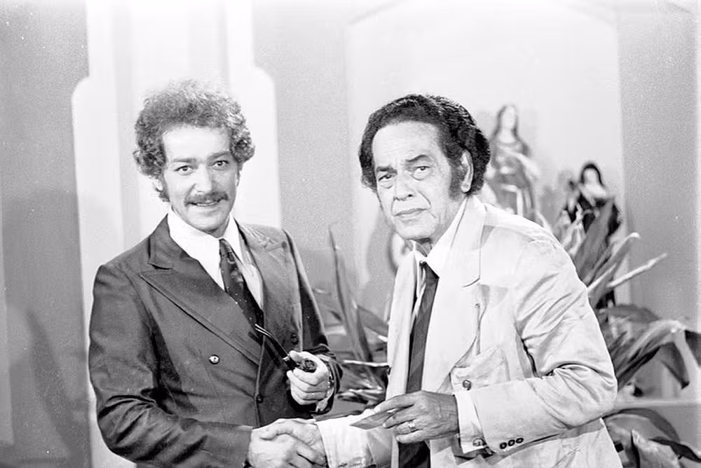 Gracindo Jr. e o pai, o também ator Paulo Gracindo, — Foto- TV Globo: Cedoc